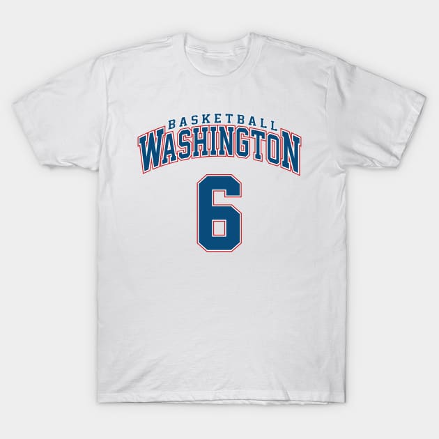 Washington Basketball - Player Number 6 T-Shirt by Cemploex_Art